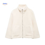 beige Teddy-Jacke leicht
