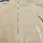 beige Teddyjacke Weiß