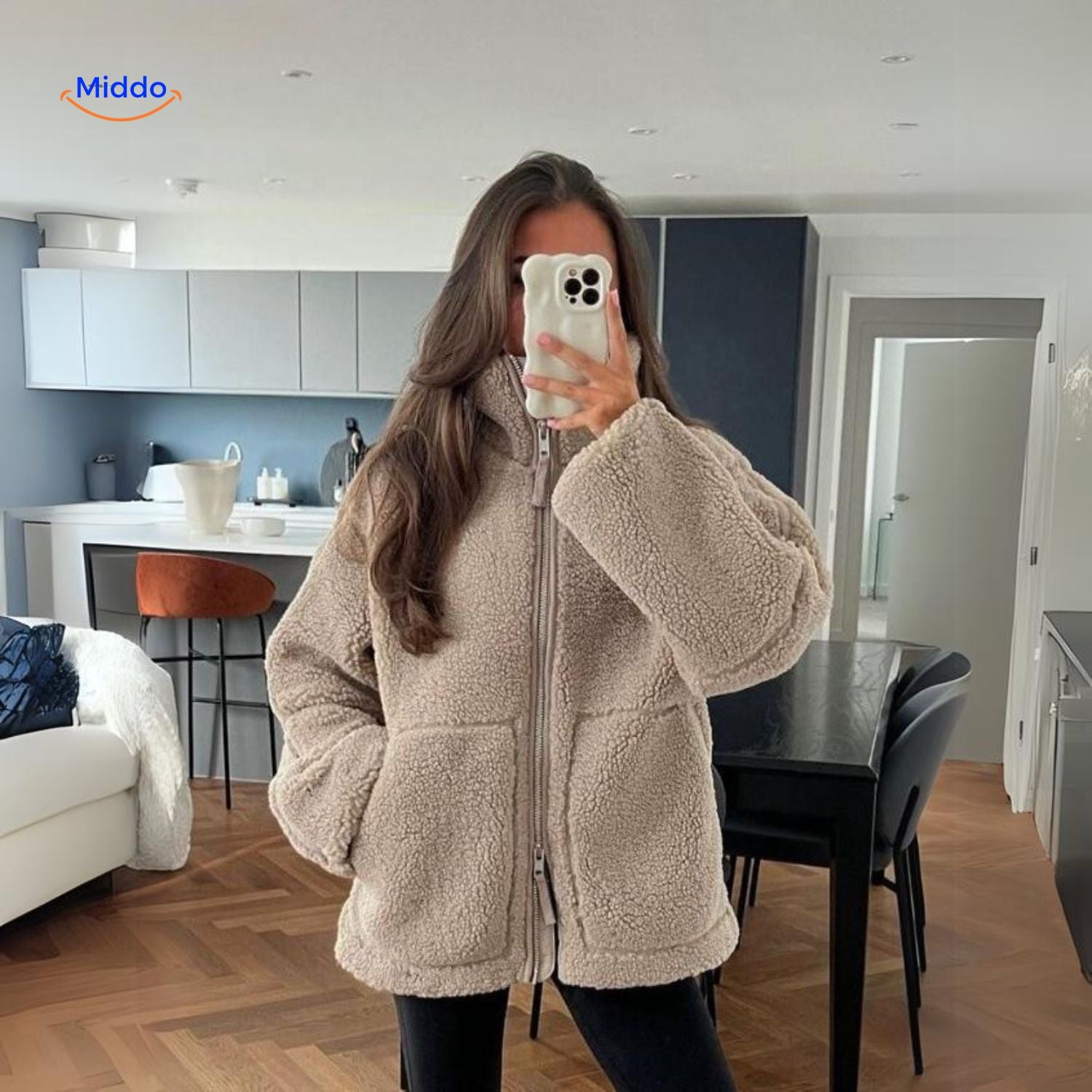 beige Teddyjacke