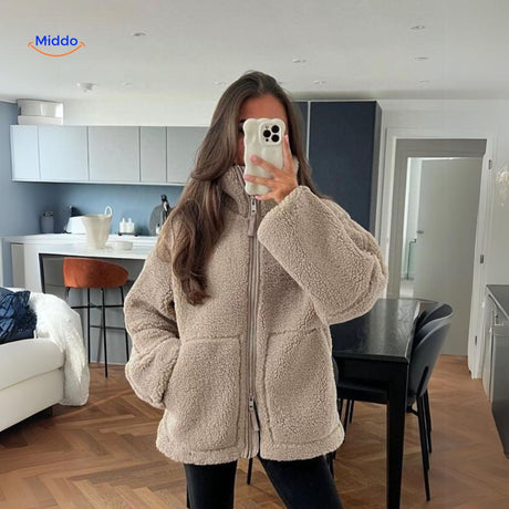 beige Teddyjacke