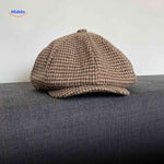Blinderstyle Cap in Hellebraun mit Pepita-Muster aus Wolle – Jetzt entdecken auf www.middo.nl!