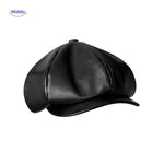 Blinderstyle Kappe - Schwarze, glatte Lederkappe von www.middo.nl