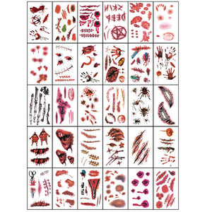 Blutige und erschreckende Halloween-Tattoos mit Schatten, insgesamt 30 verschiedene