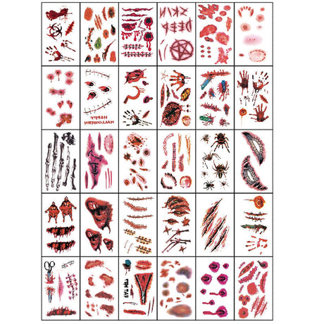 Blutige und erschreckende Halloween-Tattoos mit Schatten, insgesamt 30 verschiedene