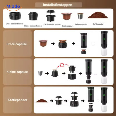 brewmaster 3 in 1 schwarz tragbare Kaffeemaschine mit Kapseln