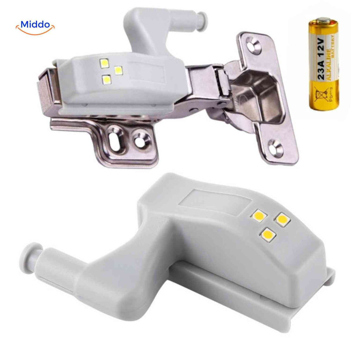 Cabintra Lampe mit Scharnier und 3 LEDs inklusive 23A 12V Batterie www.middo.de