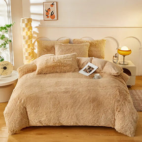 Teddy Fluffy Fleece-Bettwäsche in Camelbeige