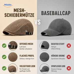 Vergleich zwischen der Casual Mesh Flat Cap und einer Baseballcap