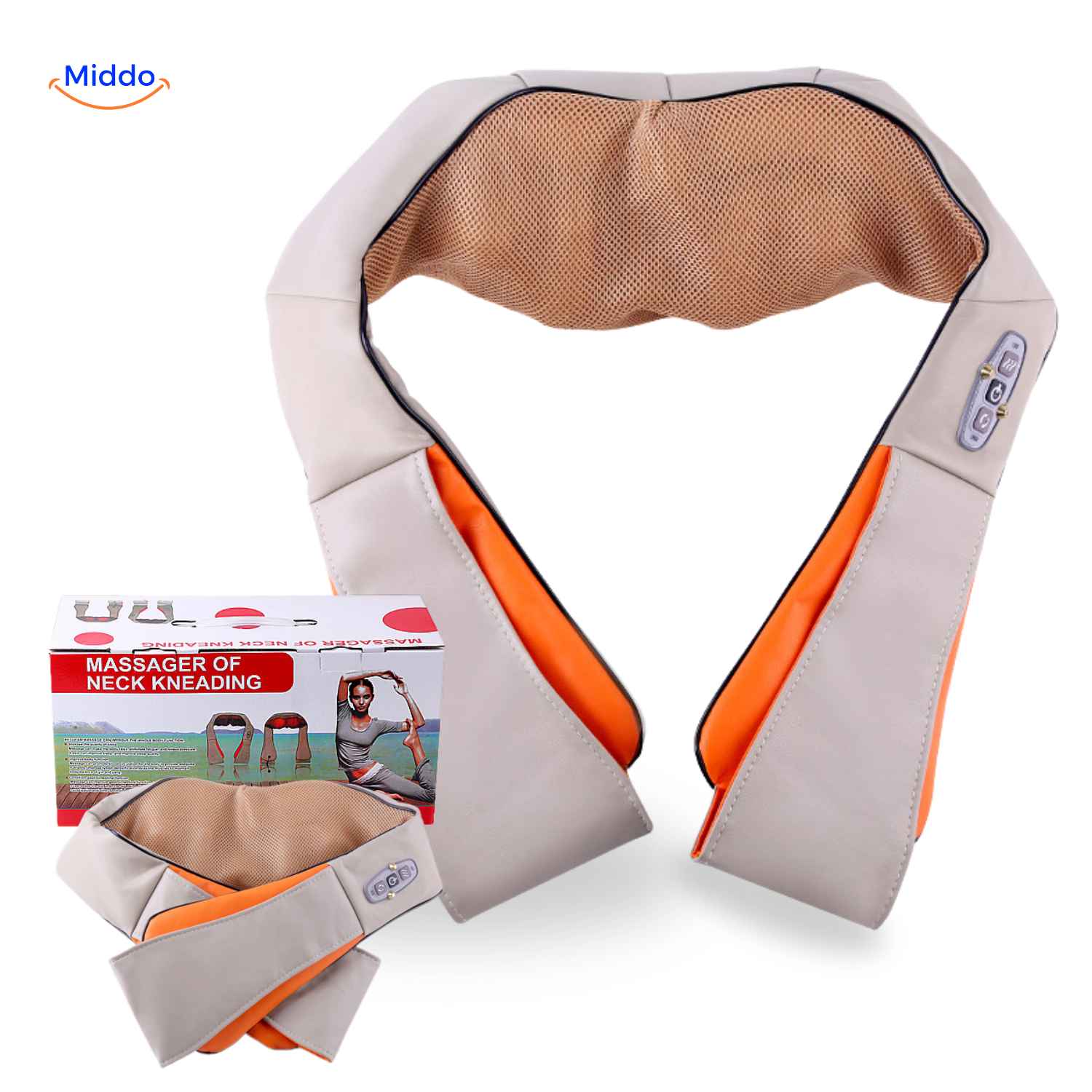 Cervicare Tiefenmassagegerät mit Verpackung und mehreren Anwendungsmöglichkeiten www.middo.de