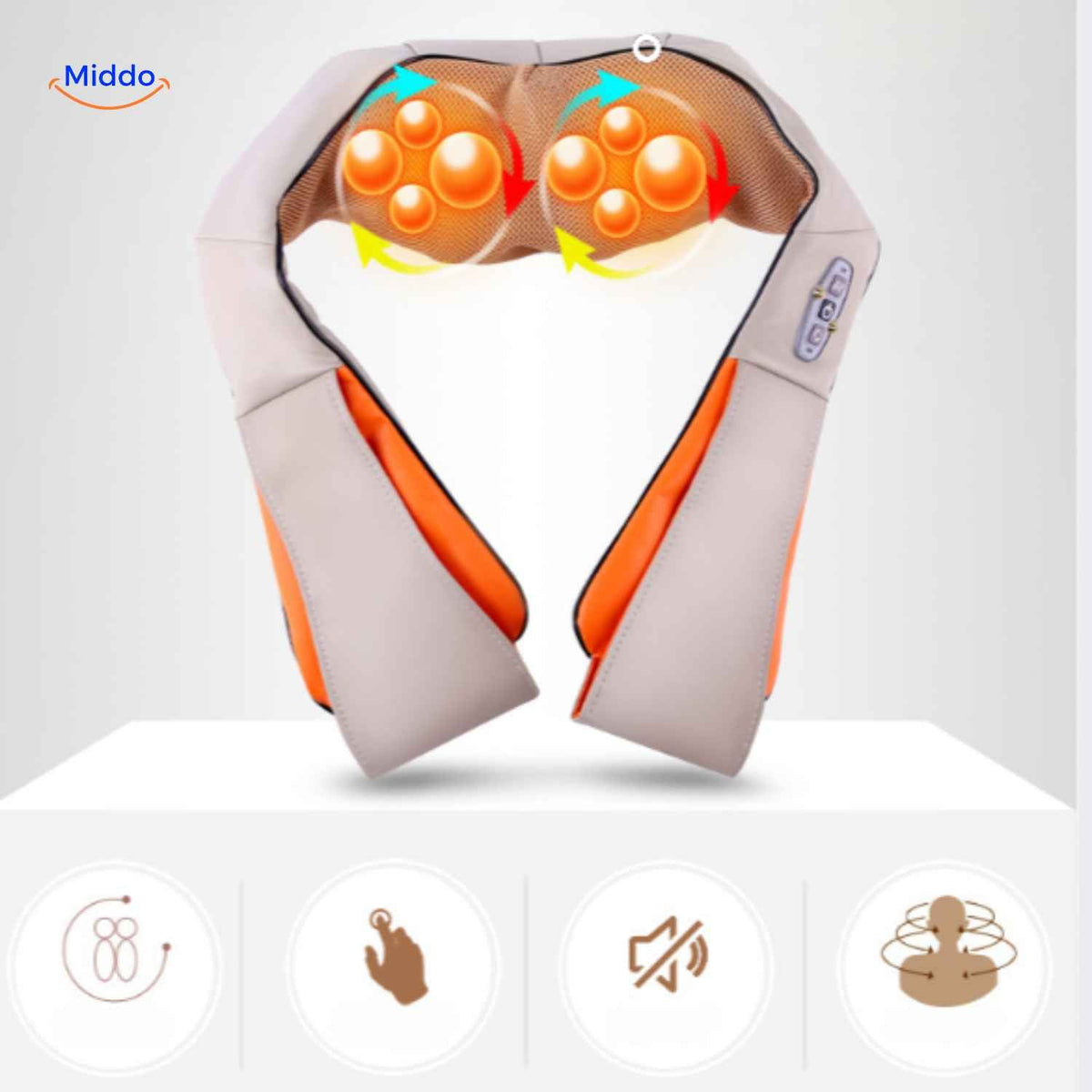cervicare Tiefenmasseur beheizte rotierende Knetmassageköpfe www.middo.de