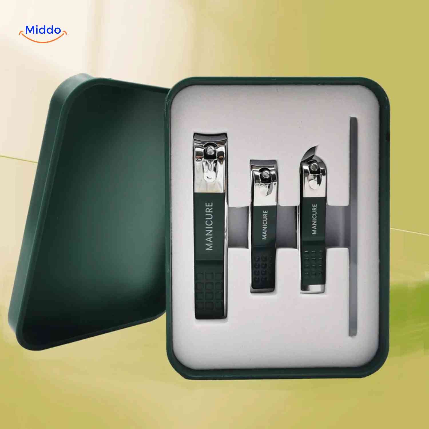 clipora Nagelknipser Premium Maniküre-Set in grüner Box www.middo.nl
