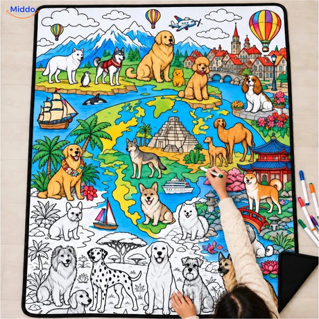 ColorFlow Ausmaldecke - Hunde auf Weltreise