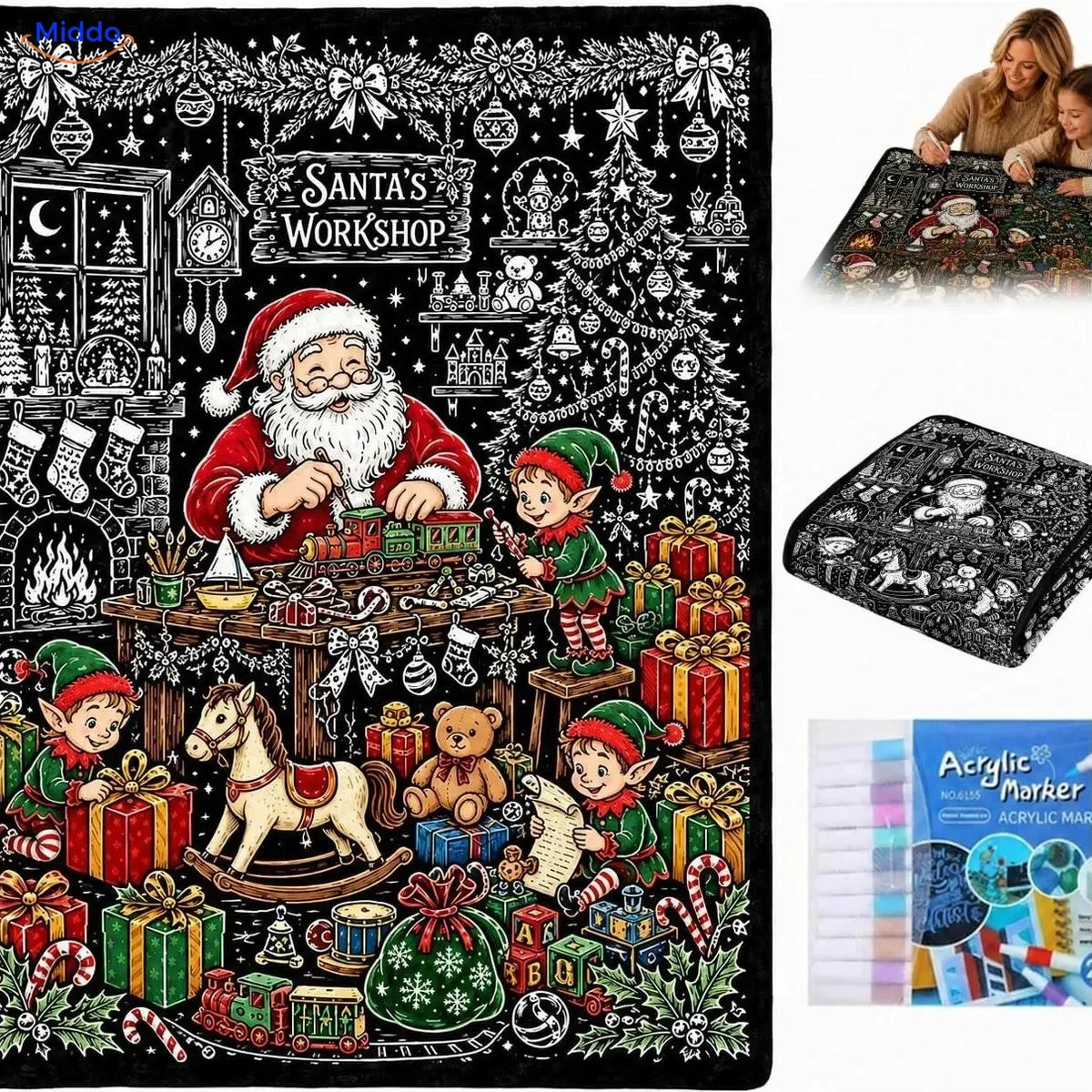 ColorFlow Ausmaldecke - Weihnachtsmanns Werkstatt