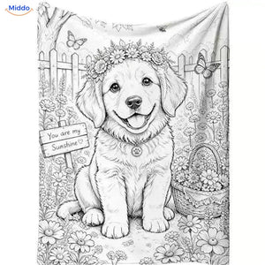 ColorFlow Ausmaldecke - Welpe mit Blumen