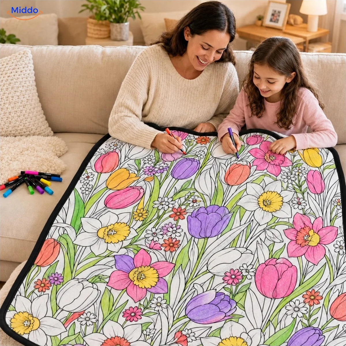 ColorFlow Ausmaldecke - Tulpen und Blumen
