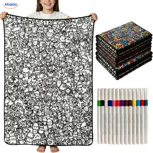 ColorFlow Ausmaldecke - Fröhliche Doodle-Figuren
