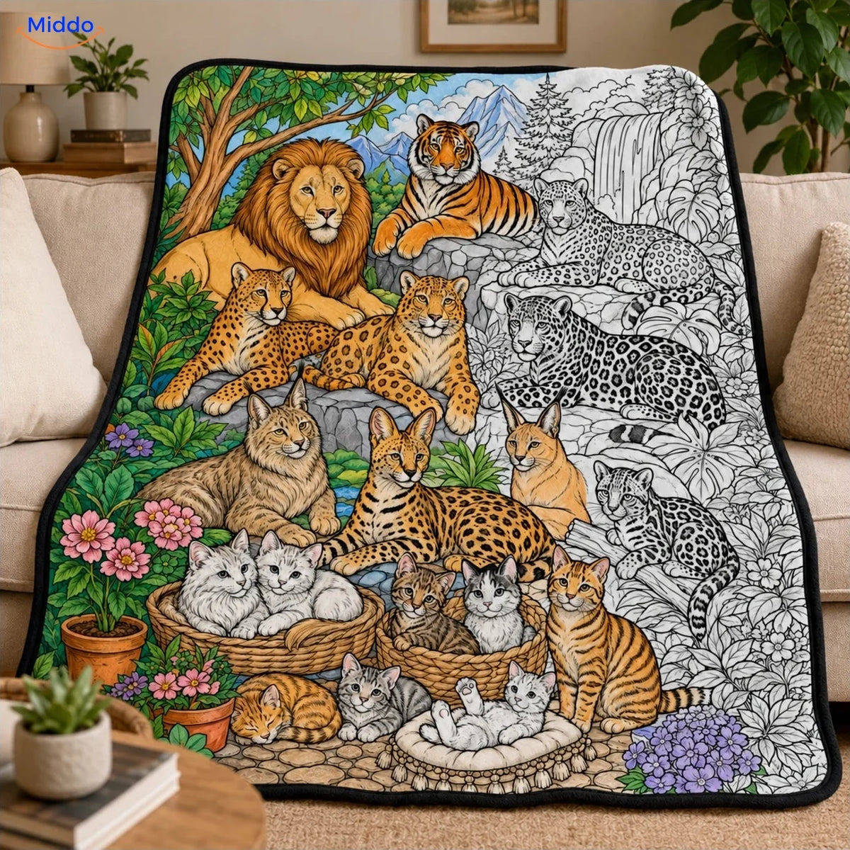 ColorFlow Ausmaldecke - Wildkatzen und Kätzchen
