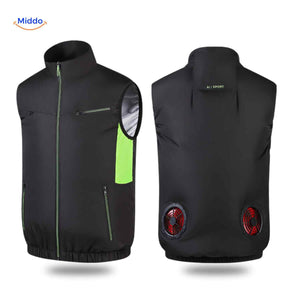 cooltop Arbeitsweste schwarz mit doppelten Ventilatoren und Sportdesign
