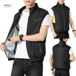 cooltop Arbeitsweste schwarz Modell mit Kühlventilatoren und Reißverschlusstaschen www.middo.nl