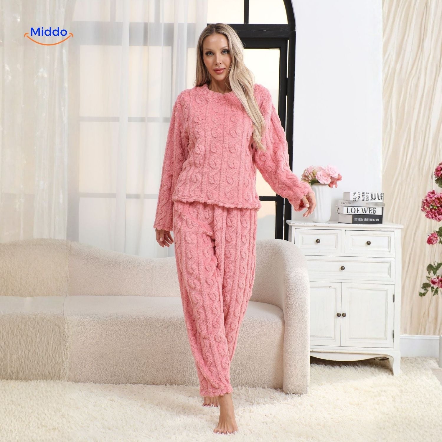 Cosyluxe Pyjama-Set in Lila – Weiches Fleece für optimalen Komfort. Entdecken Sie es jetzt auf www.middo.nl!
