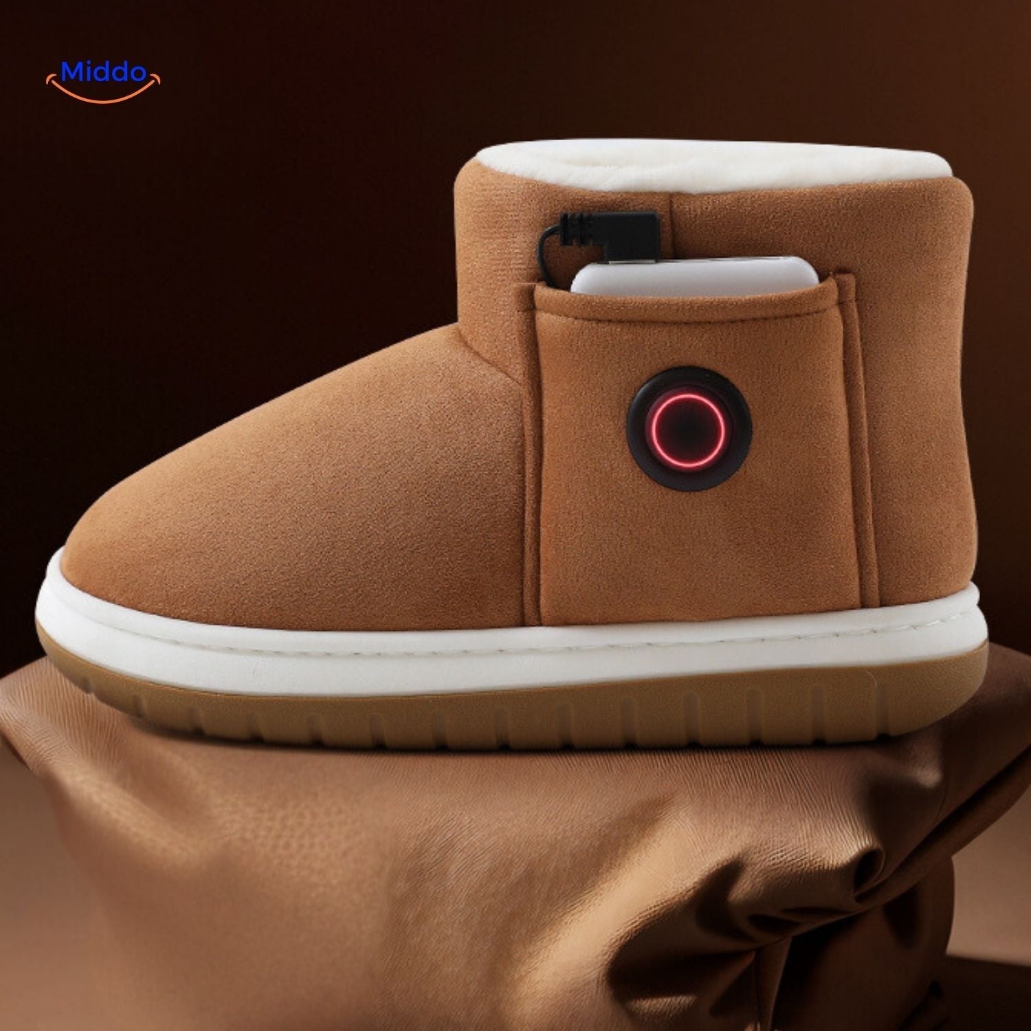 cozyflex braune Winterschuhe mit Batteriefach www.middo.nl