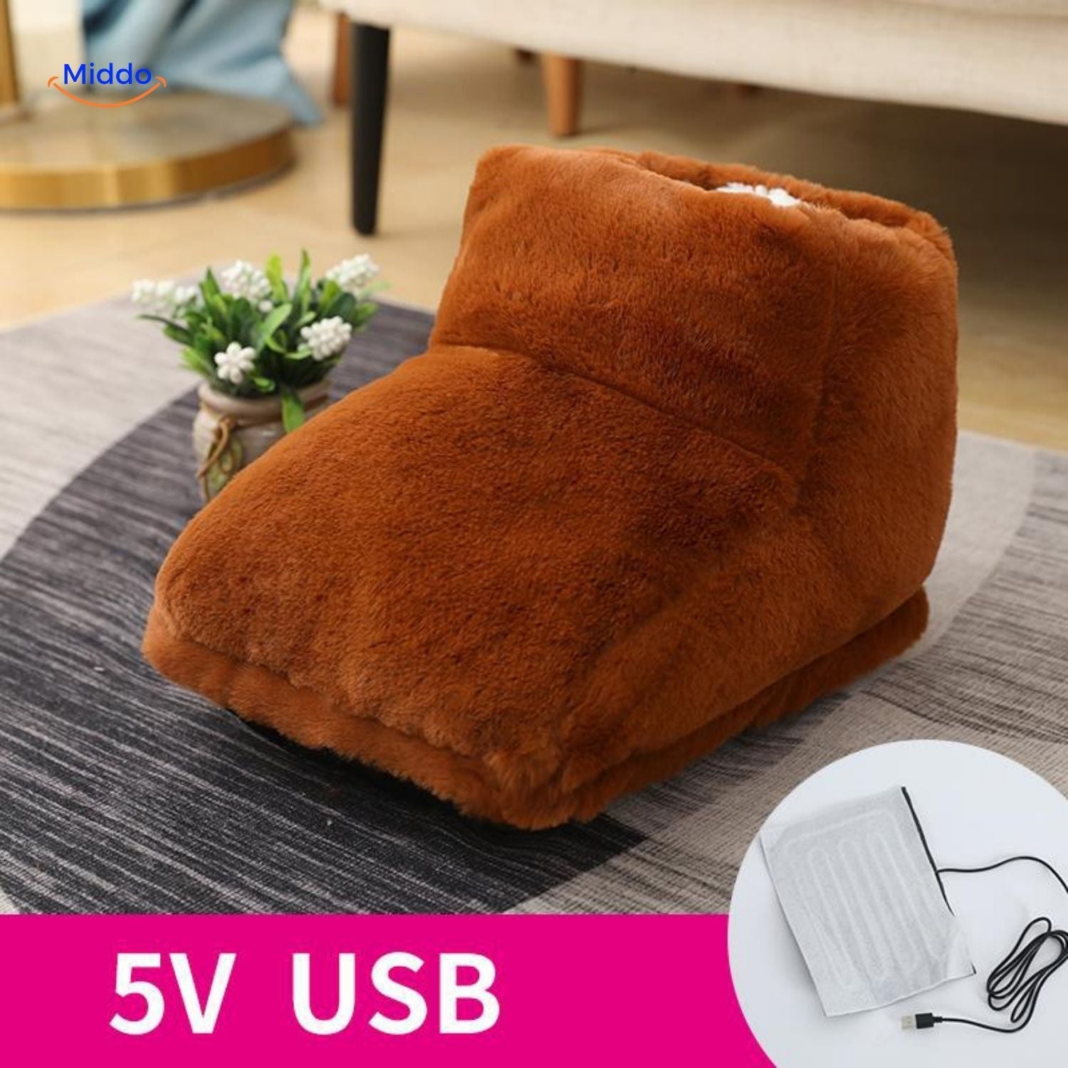 cozypaws Fußwärmer in Braun mit USB-Anschluss