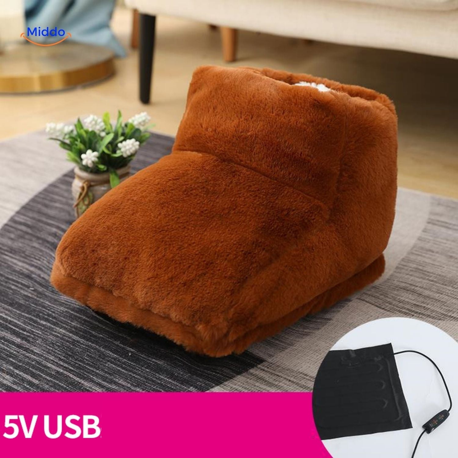 cozypaws Fußwärmer in Dunkelbraun mit USB-Anschluss