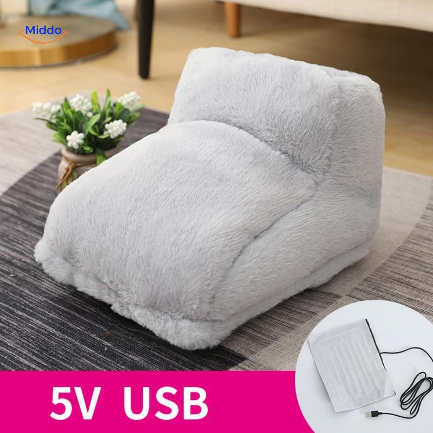 cozypaws Fußwärmer in Grau mit USB-Anschluss