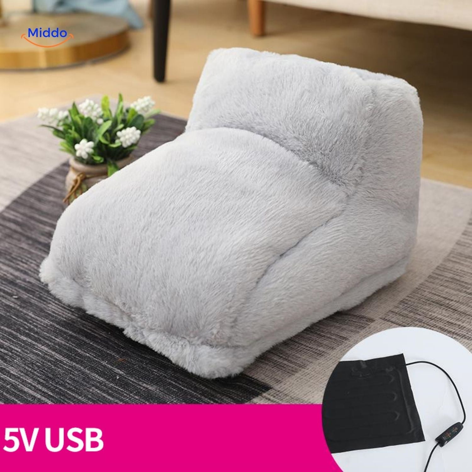 Cozypaws Fußwärmer in Hellgrau mit USB-Anschluss