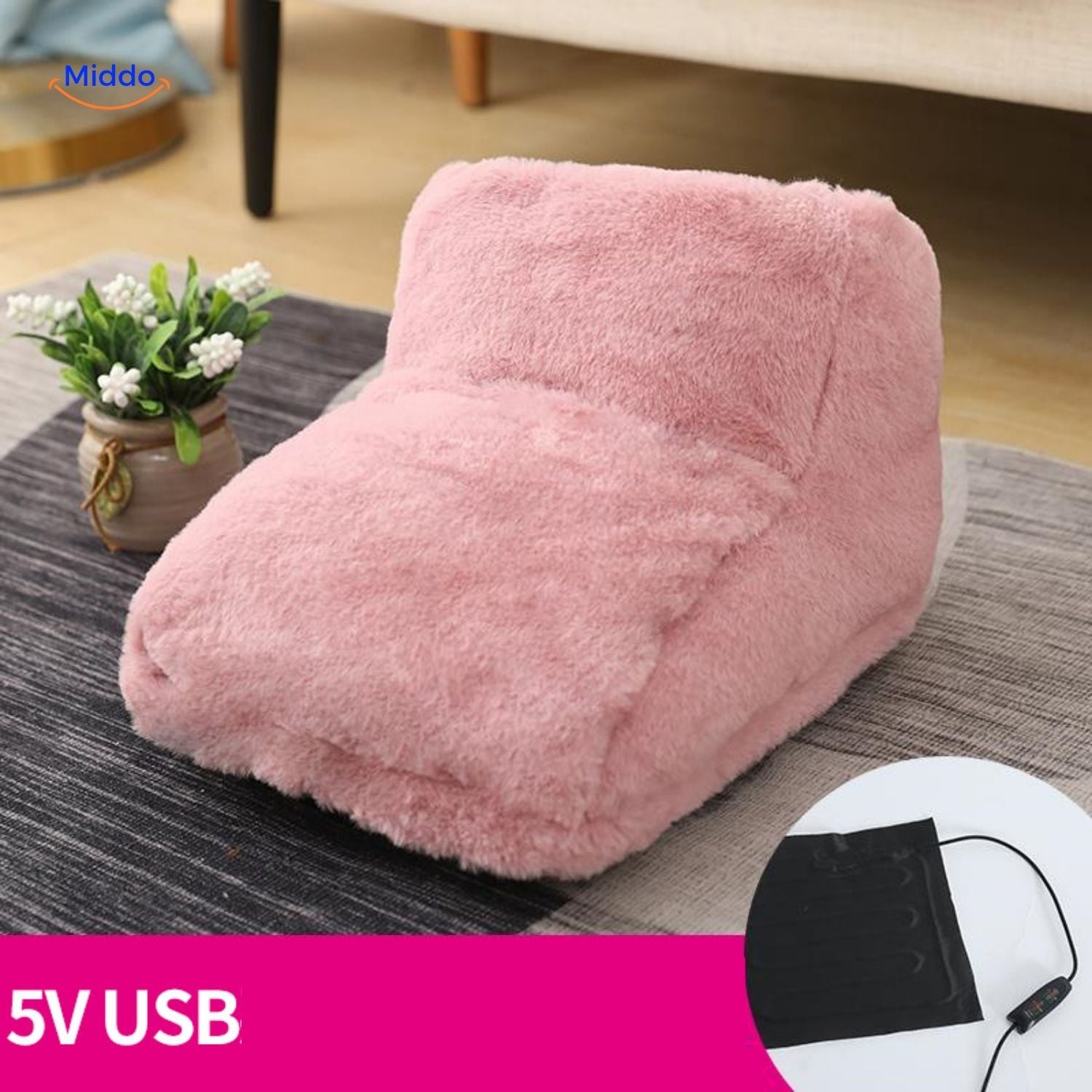 cozypaws Fußwärmer in Hellrosa mit USB-Anschluss