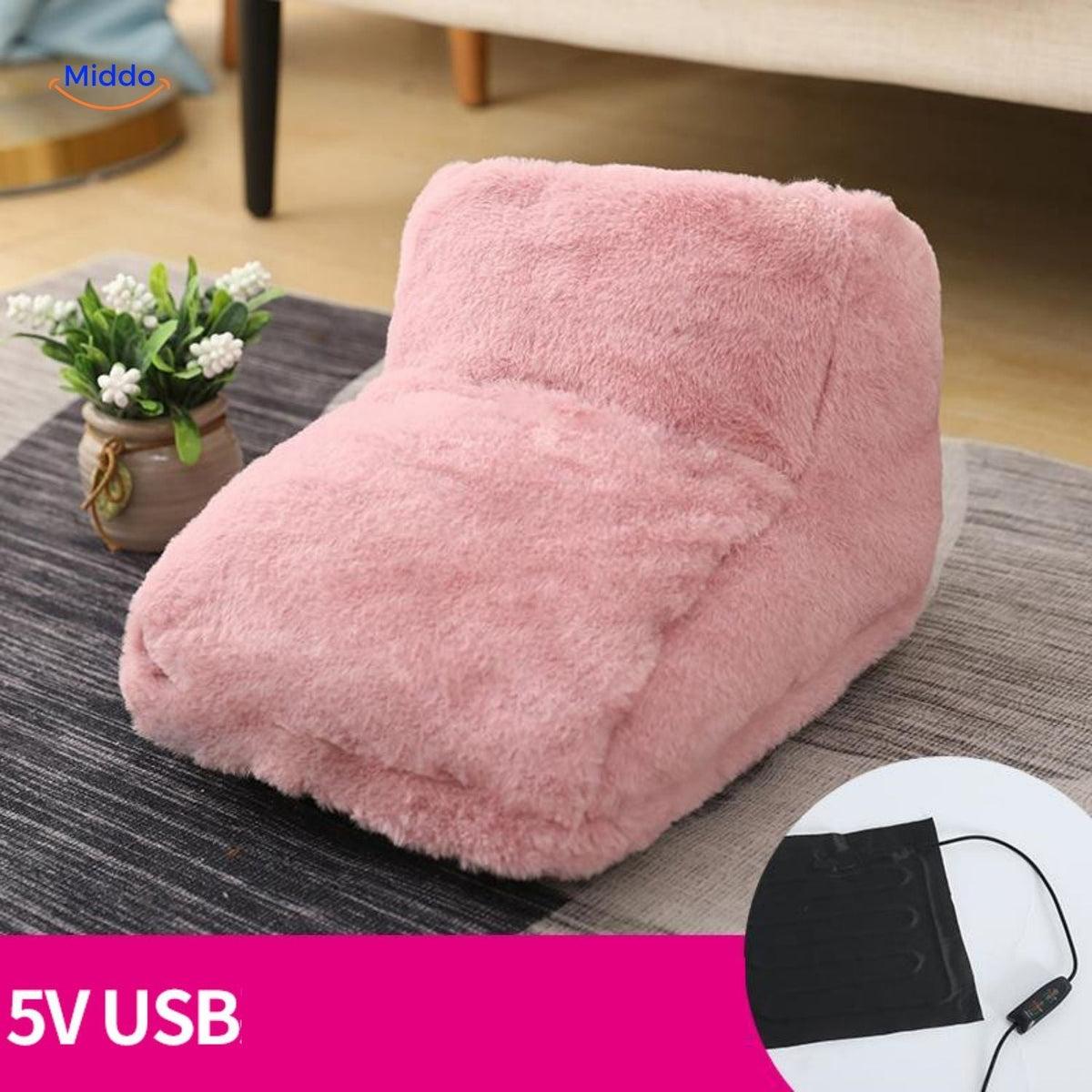 cozypaws Fußwärmer in Hellrosa mit USB-Anschluss