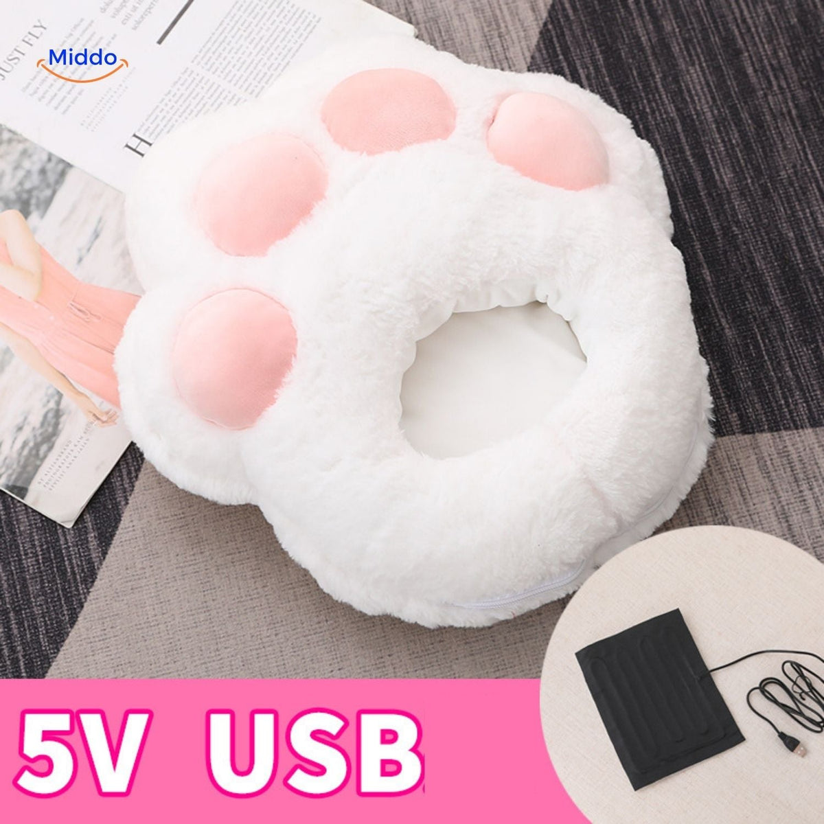 cozypaws Fußwärmer in Weiß mit rosa Pfoten