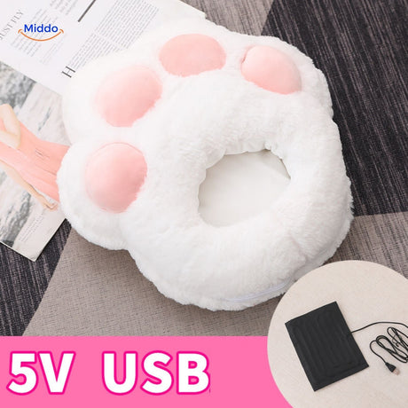 cozypaws Fußwärmer in Weiß mit rosa Pfoten