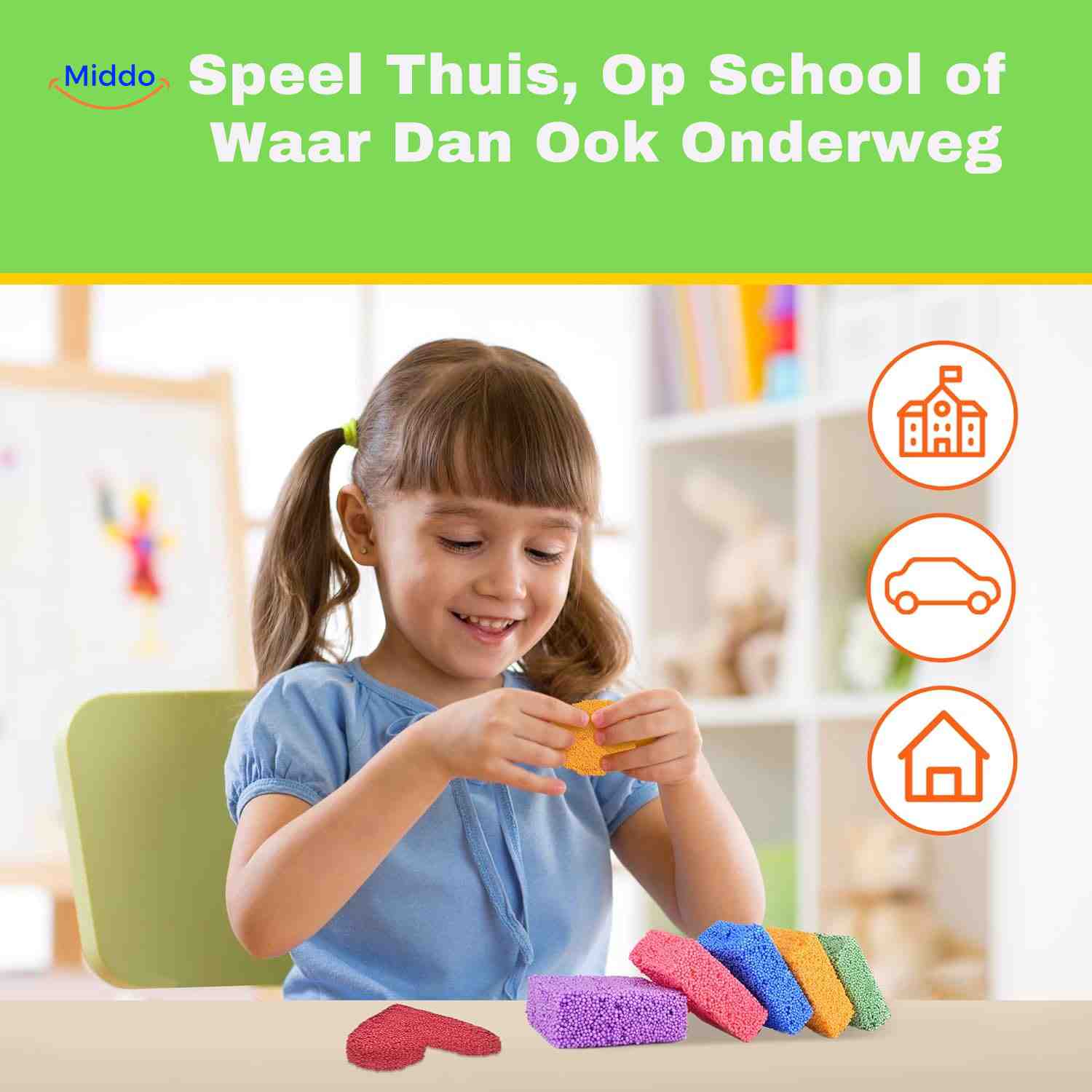 creativafoam Knete Kind spielt mit Modellierknete für zu Hause, Schule und unterwegs www.middo.nl