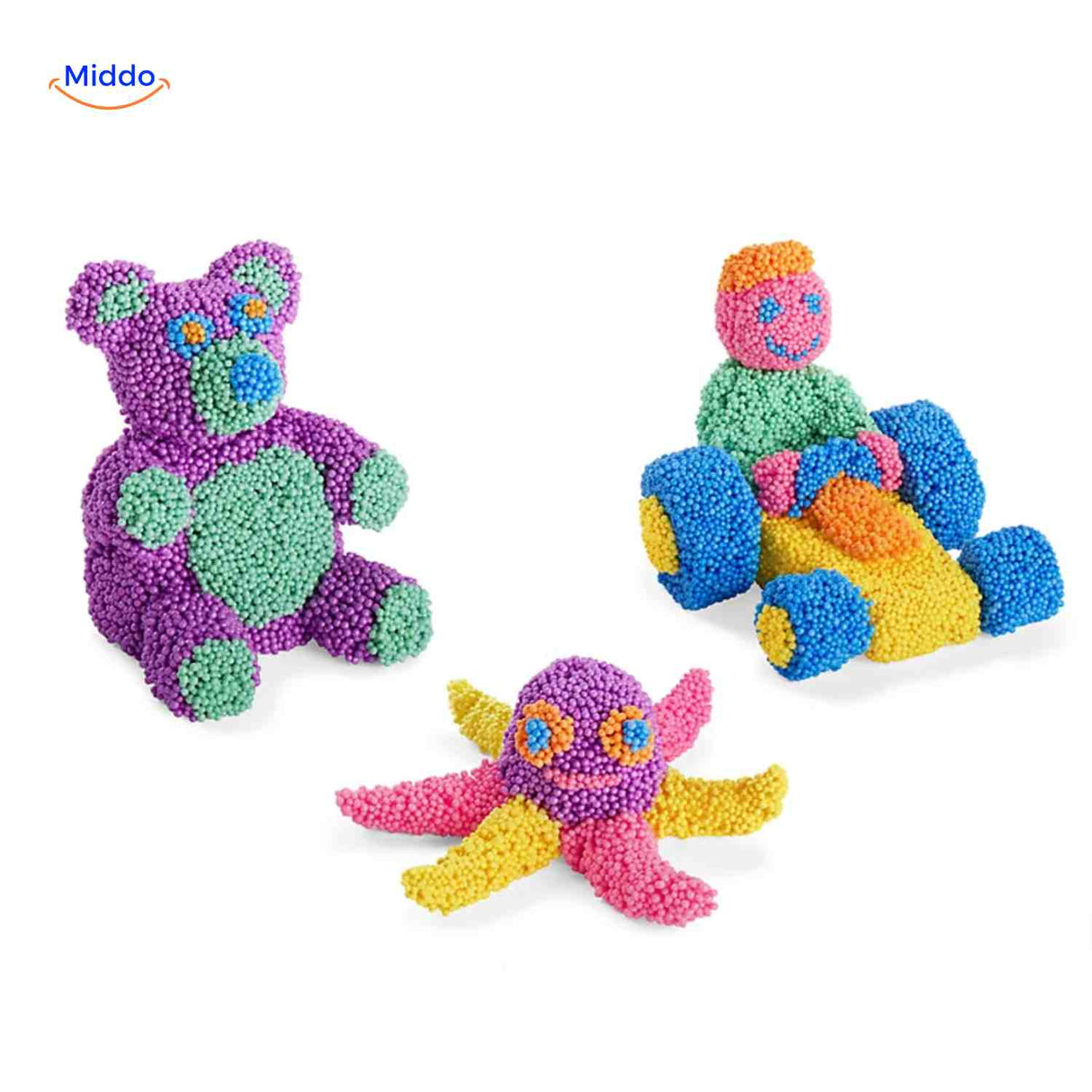 creativafoam Knetspielzeugkreationen von Bär, Auto und Oktopus www.middo.de