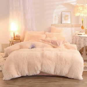 Teddy Fluffy Fleece-Bettwäsche in Cremeweiß