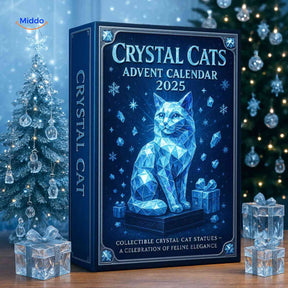 CrystalPaws Adventskalender hyphenated Kristallkatze auf dem Bücherregal
