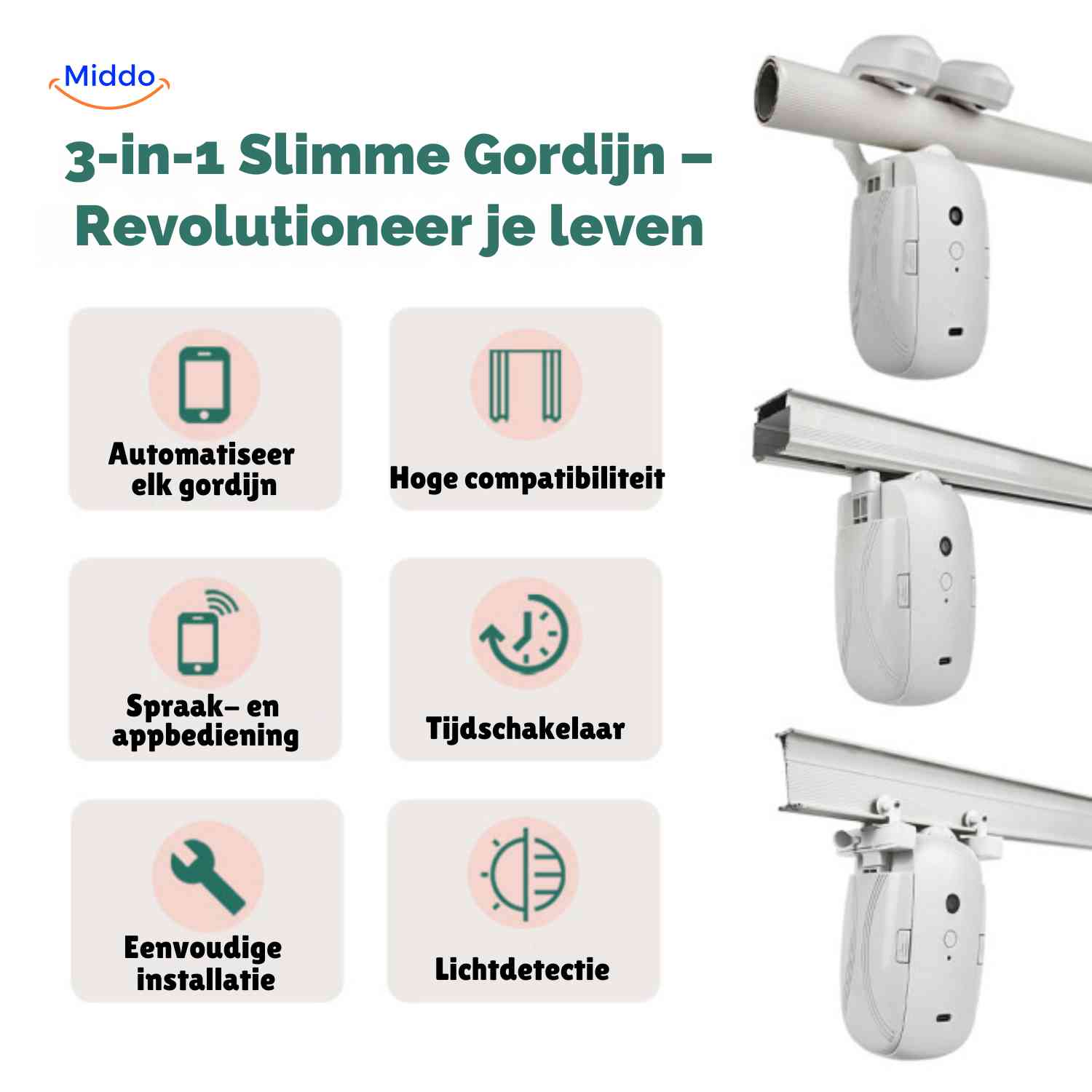 curtana Gardinenmotor 3 in 1 Smart Gardinenmotor mit App Sprach- und Lichtsensor www.middo.nl