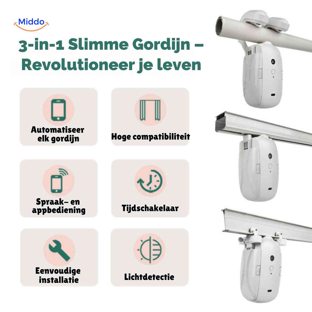 curtana Gardinenmotor 3 in 1 Smart Gardinenmotor mit App Sprach- und Lichtsensor