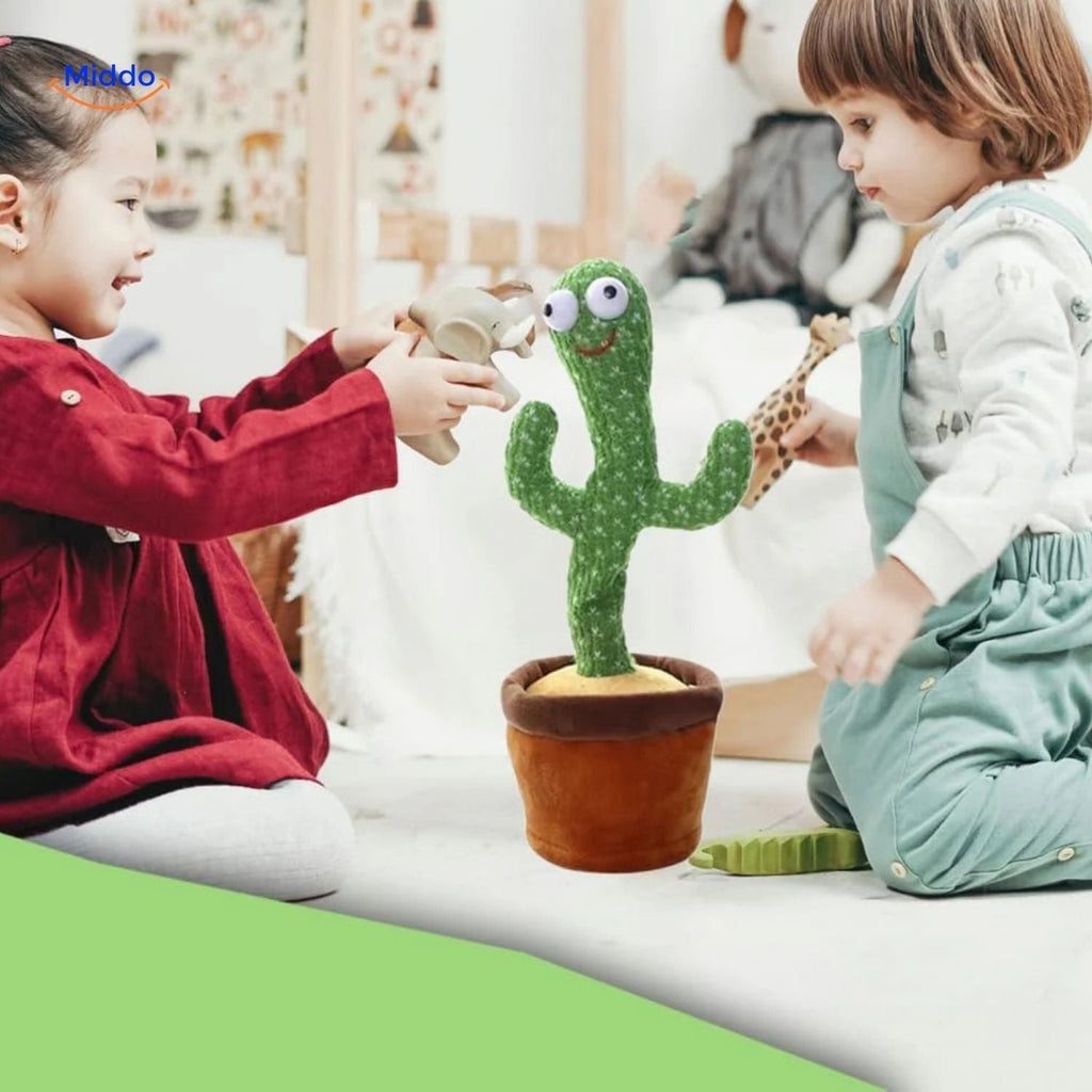 danzende Kaktus Kinder mit Spielzeug www.middo.nl