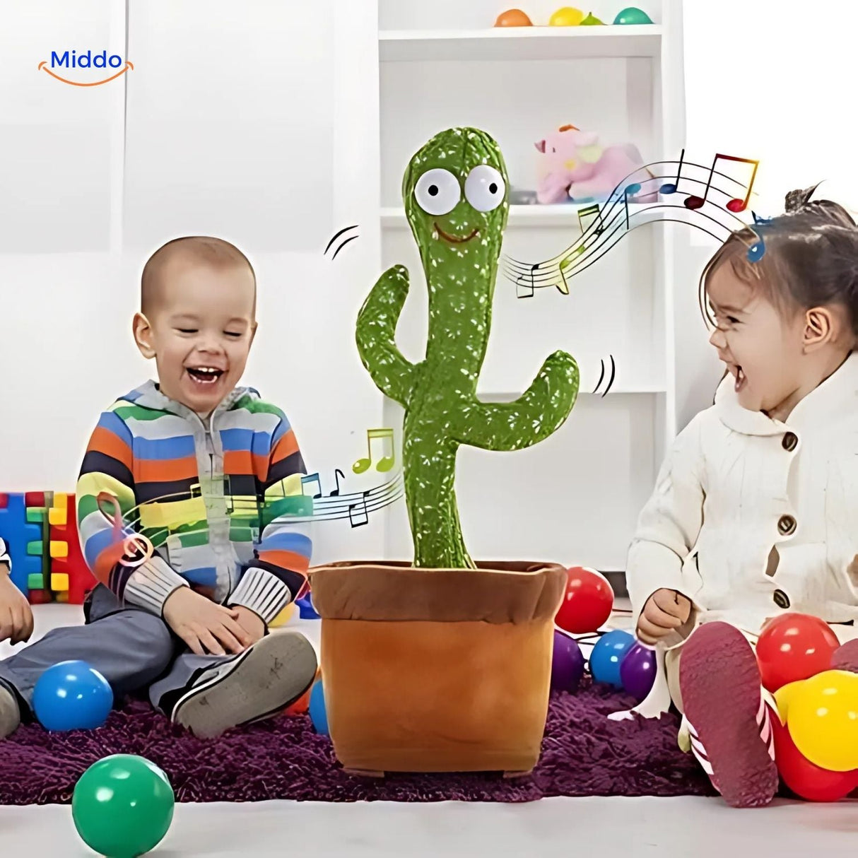 tanzender Kaktus mit Geräuschen Kinder lachen zusammen