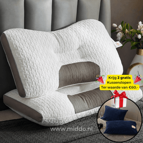 DreamGuard Pro Nackenkissen mit dunkelblauen Fleece-Kissenbezügen