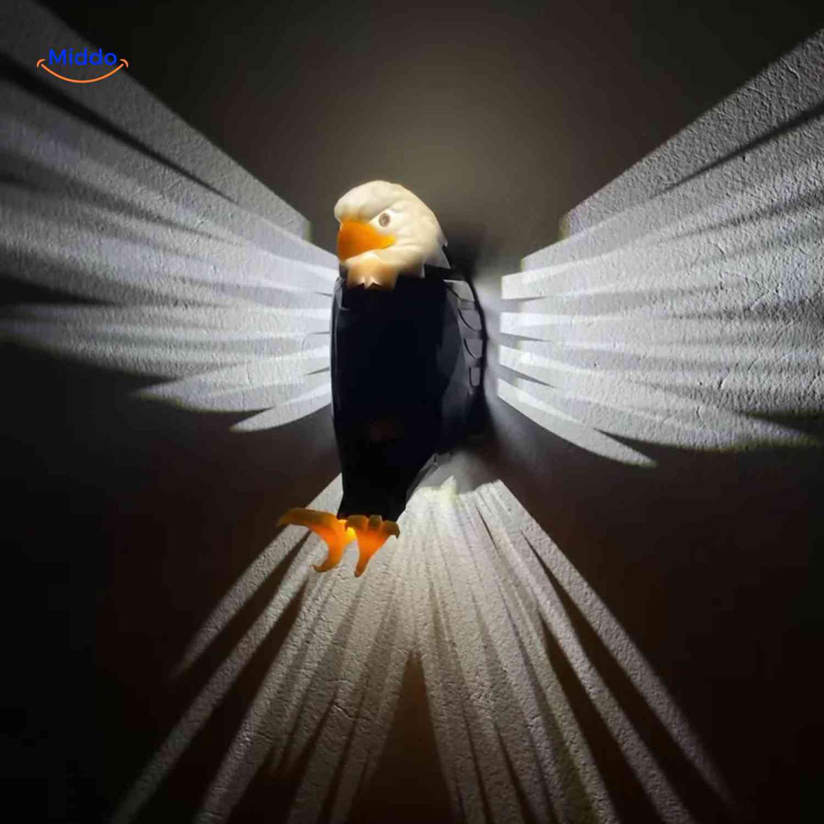 eagleglow wandlampe adler 3d lichtexplosion an der wand www.middo.de