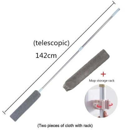 Teleskopische Staubtuch von 142 cm mit Zubehör.