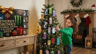 Energibox Adventkalender energy drinks Adventskalender Kind öffnet Energydosen