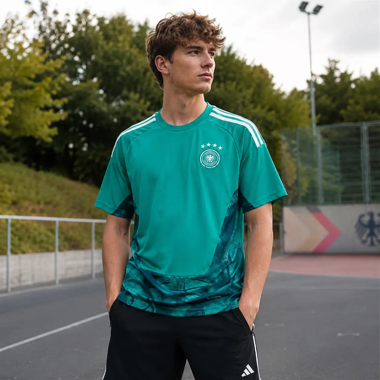 WM 2026 Supportershirt Deutschland in grün als Fußballshirt für Herren
