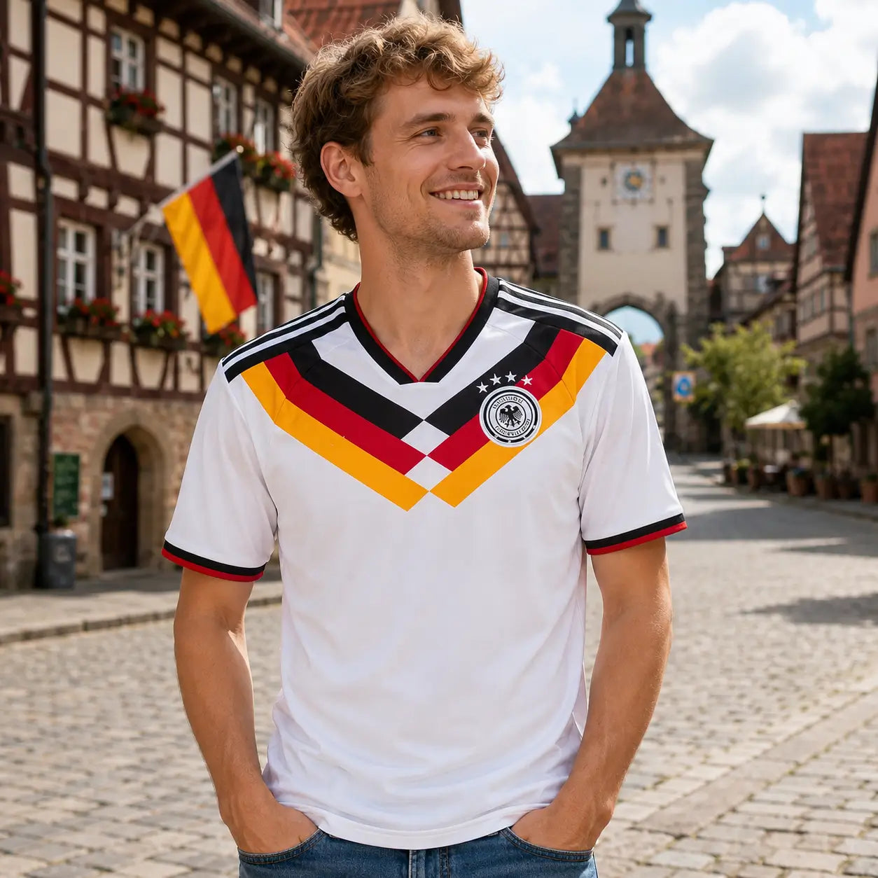 WM 2026 Supportershirt Deutschland in klassisch weiß als Fußballshirt für Herren