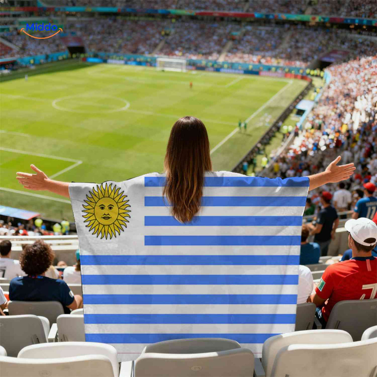 flagora Cape Uruguay FlaggenCape Stadion Fan www.middo.de