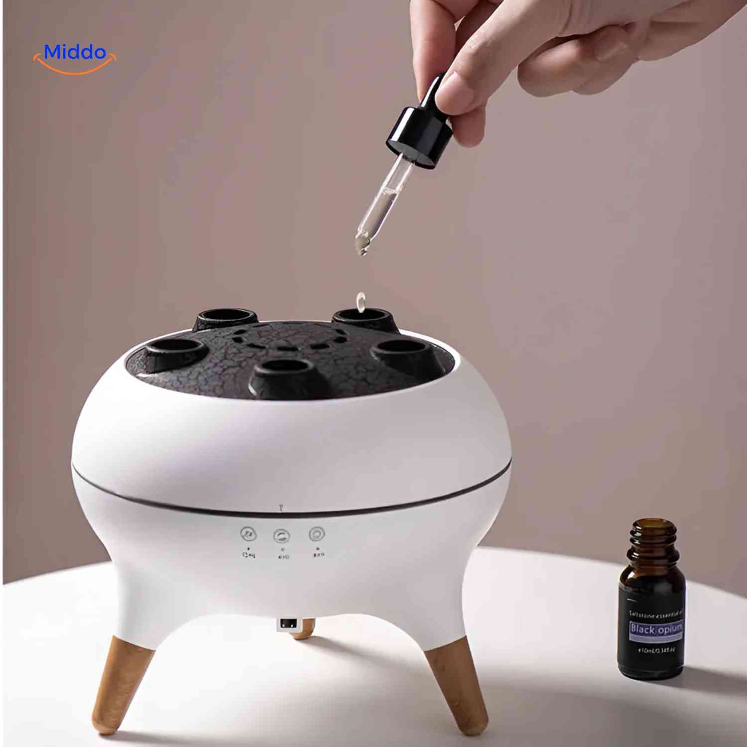 flamora Diffuser Verwendung mit Pipette und Black Opium Öl www.middo.nl