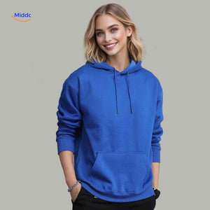 Fleecora Hoodie blaue hoodie Damen Model www.middo.de